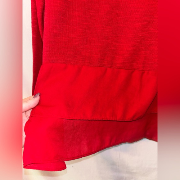 AB Studio Red Blouse with Embellished Neckline - Picture 5 of 11